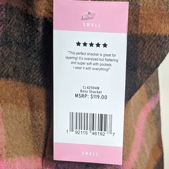 NWT BB Dakota By Steve Madden Women's Button Down Boxy Shacket - Cashew Plaid - Picture 5 of 5